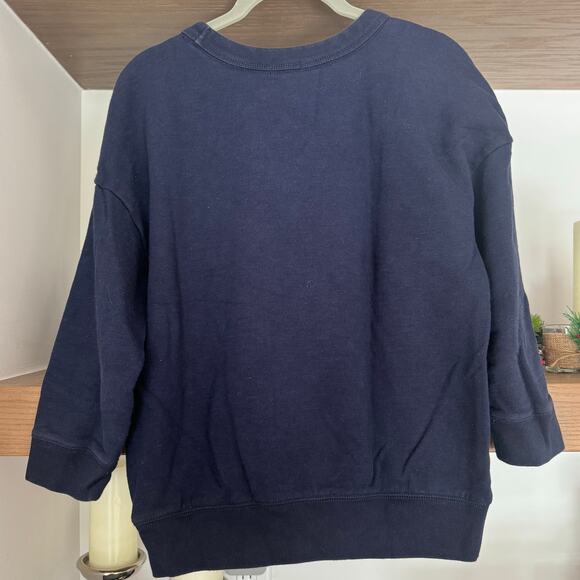 Gap 3/4 Length Sleeve Crewneck Sweatshirt in Dark Navy - Picture 2 of 3